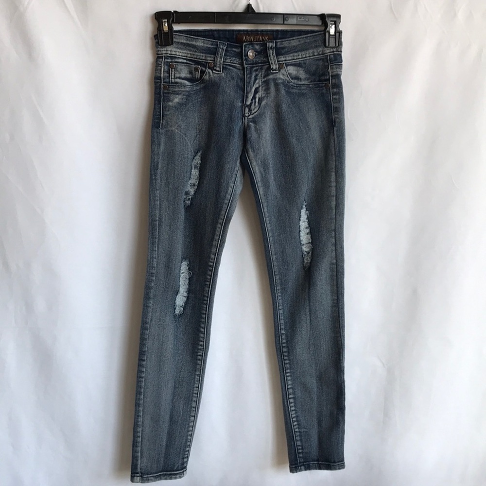 ABM Jeans distressed skinny blue jeans, size 0